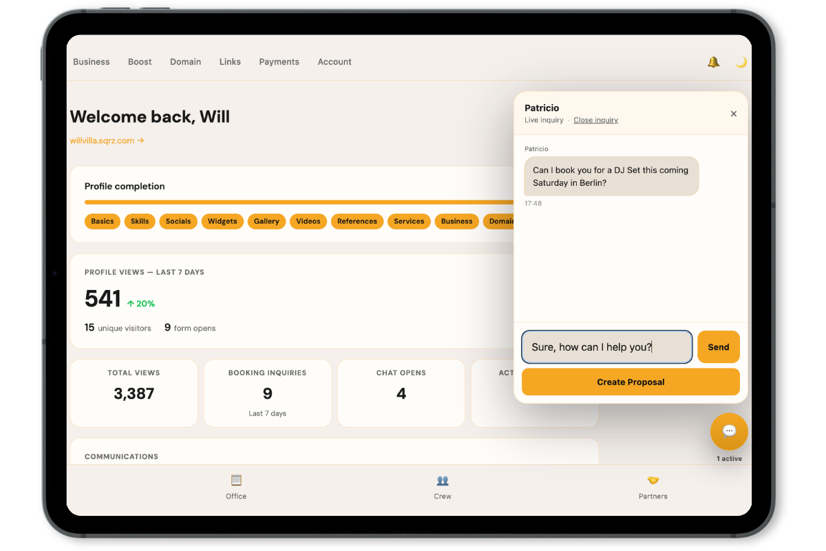SQRZ live dashboard